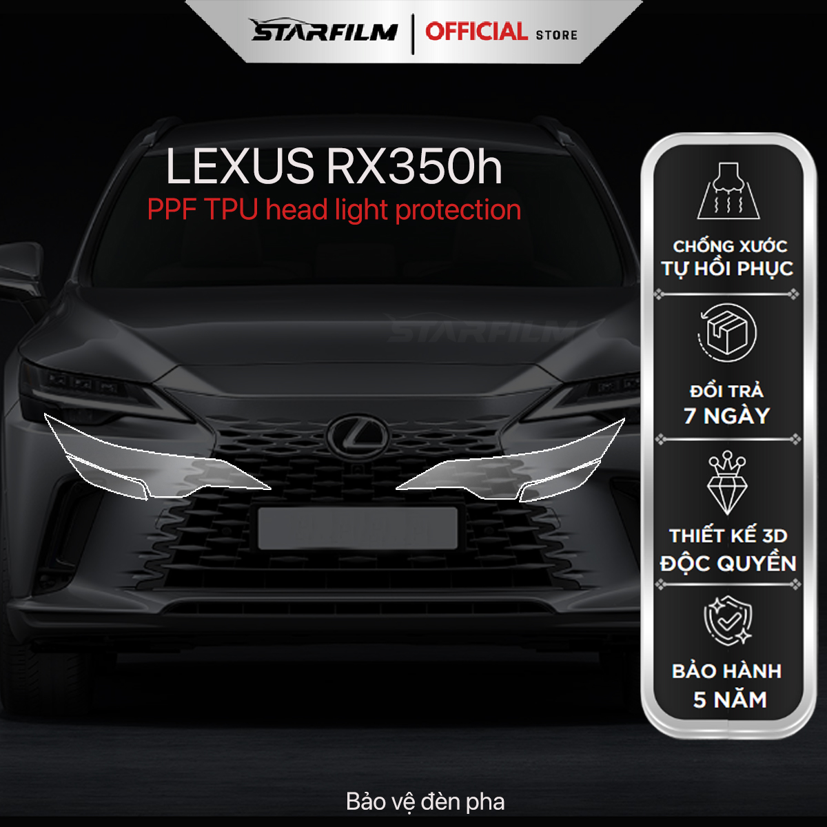 Lexus RX350 PPF TPU bảo vệ đèn pha STARFILM